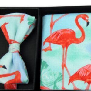 FLAMINGO PARADISE CUMMERBUND AND BOW TIE SET
